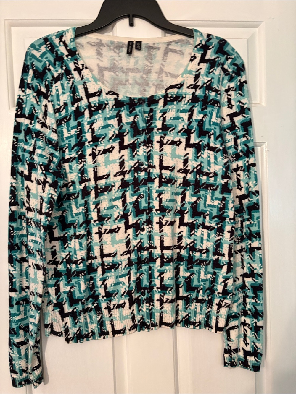 Madison Soft Cream & Light Blue Knit Top